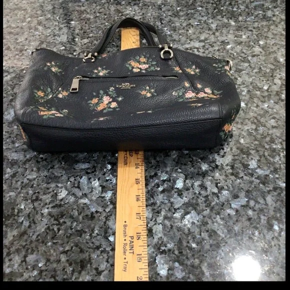 Coach Dark Floral Leather Shoulder Bag - Picture 16 of 16